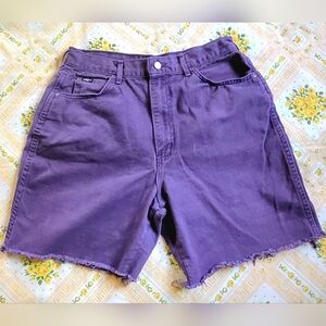 Vintage 80s Purple High Waisted Chic Brand Denim Cut Off Shorts Size 31